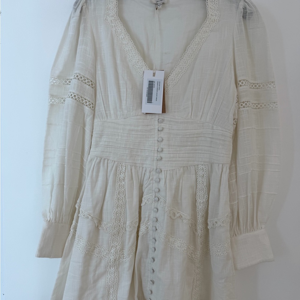 HEMANT & NANDITA Cream Long Sleeve Dress